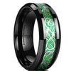 Beautiful 8 Colors 8mm Men's Stainless Steel Dragon Ring Inlay Red Green Black Carbon Fiber