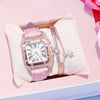 Women Bracelet set Starry Sky Casual Leather Quartz Wristwatch