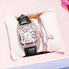 Women Bracelet set Starry Sky Casual Leather Quartz Wristwatch