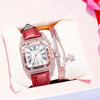 Women Bracelet set Starry Sky Casual Leather Quartz Wristwatch