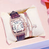 Women Bracelet set Starry Sky Casual Leather Quartz Wristwatch