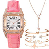 Women Bracelet set Starry Sky Casual Leather Quartz Wristwatch