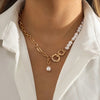 New Fashion Irregular Pearl Pendant Necklaces Simple Cute Snake Chain For Women