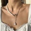 New Fashion Irregular Pearl Pendant Necklaces Simple Cute Snake Chain For Women