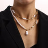 New Fashion Irregular Pearl Pendant Necklaces Simple Cute Snake Chain For Women