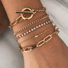 Thick Gold Color Charm Bracelets Bangles 2022 New Fashion Jewelry 4pcs Chain Bracelets Set for Women