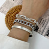 Thick Gold Color Charm Bracelets Bangles 2022 New Fashion Jewelry 4pcs Chain Bracelets Set for Women