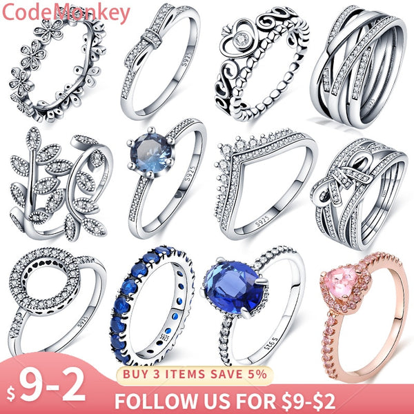 Sterling Silver Rings For Women Popular Flower Lucky Rings