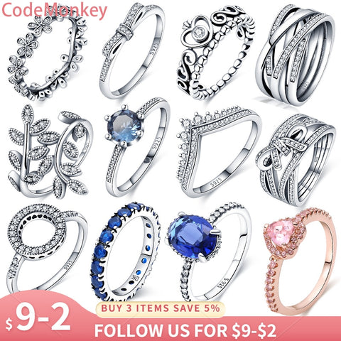 Sterling Silver Rings For Women Popular Flower Lucky Rings