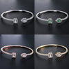 Luxury Rose Gold Silver Color Adjustable Open Bracelet Bangle for Women