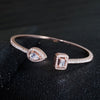 Luxury Rose Gold Silver Color Adjustable Open Bracelet Bangle for Women