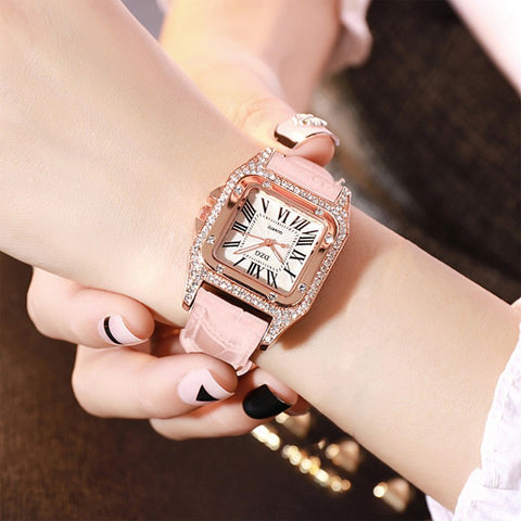 Quartz watch Female Student Korean Style Square Rhinestone Casual Starry Ladies watch