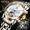 Stainless steel automatic mechanical men watch Tourbillon genuine Leather wristwatch Super Buy With Free Shipping