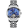 Stainless steel automatic mechanical men watch Tourbillon genuine Leather wristwatch Super Buy With Free Shipping