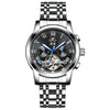 Stainless steel automatic mechanical men watch Tourbillon genuine Leather wristwatch Super Buy With Free Shipping
