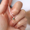 Sterling Silver Sparkling Clavicle Chain, Choker Necklace Green Diamond Pendant for Women