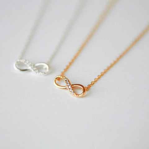 Tiny Infinity Crystal Pendant Necklaces For Women Choker Long Chain Necklace