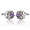 Luxury White Purple Enamel Crystal Zircon Cufflinks