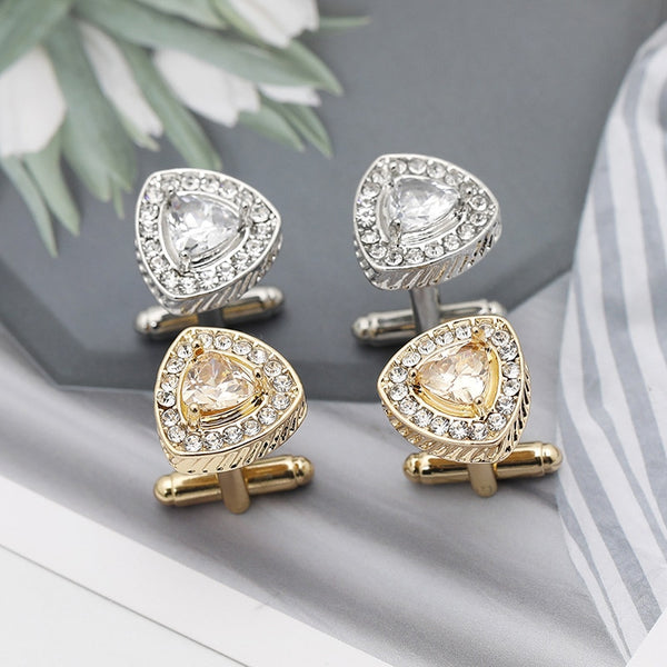 Enamel Crystal  Cuff Links Luxury Rhinestone Silver And Gold Color