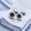 Sea Blue Crystal Cuff links Top Quality Lawyer Groom Wedding Cufflinks Shirt Cuffs